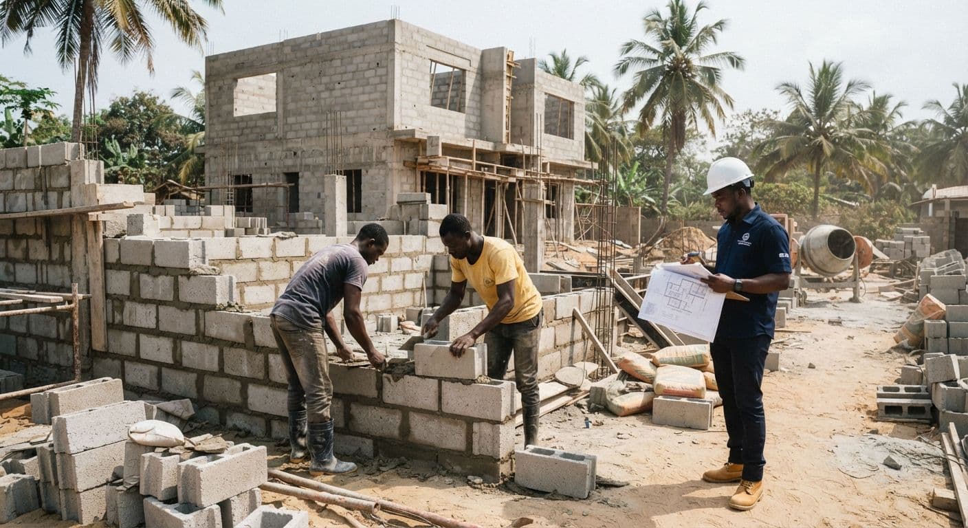 Ouvriers sur un chantier de construction