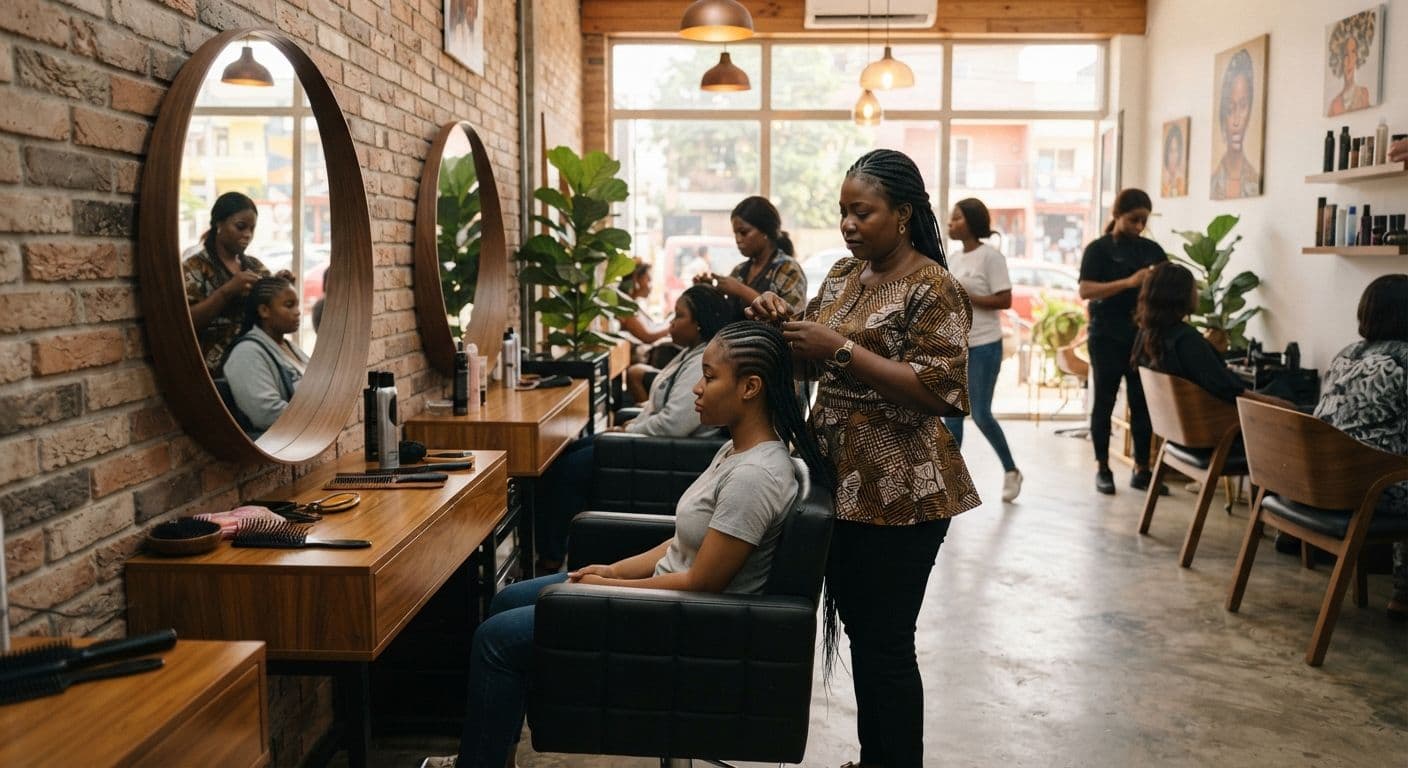 Intérieur d'un salon de coiffure en activité